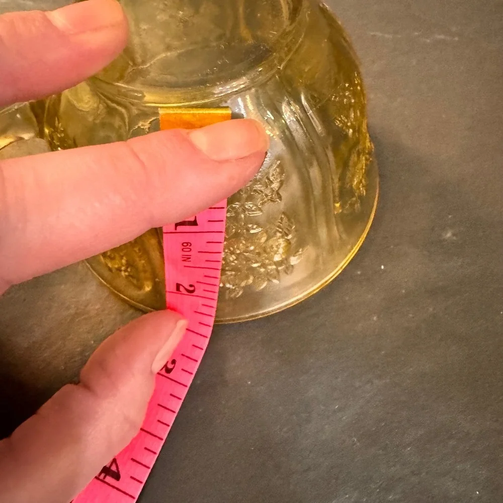 Antique Amber Depression Glass Tea Cups Embossed Floral Pattern Set of 2 Vintage